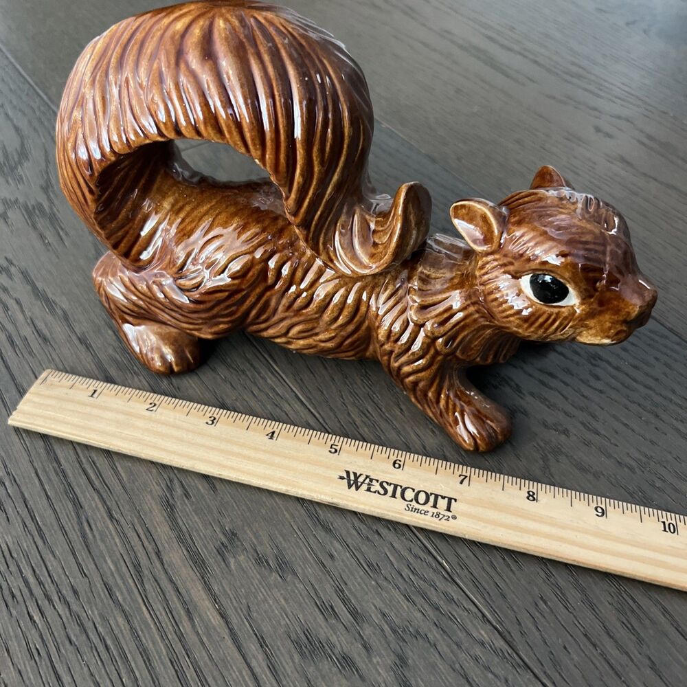 Set of 2 Vintage 1970's  Arnels Ceramic Squirrel Figurines  9" & 12" Brown EUC - Picture 8 of 12